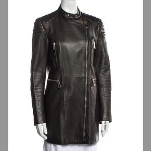 Belstaff Lambskin Leather Long Sydney Biker Moto Jacket Black Small